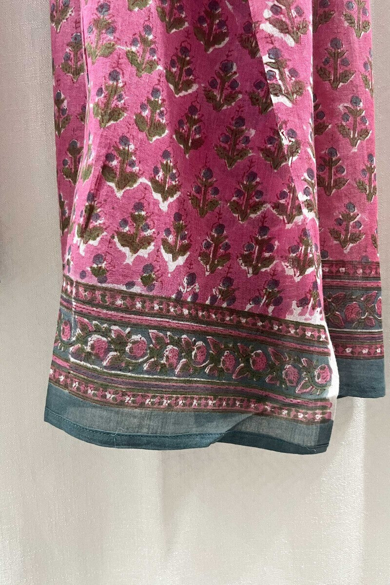 Pink Hand Block-Printed Dupatta
