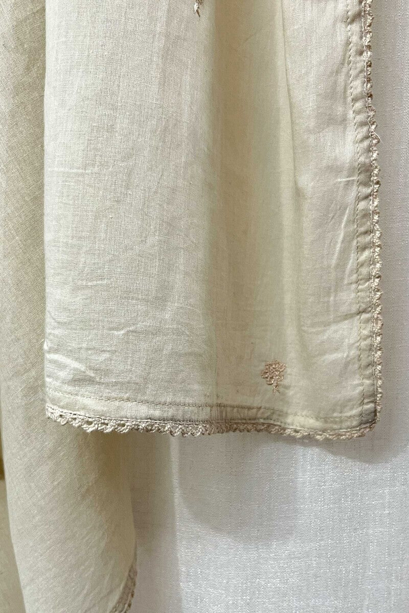 Beige Cotton Mul Dupatta