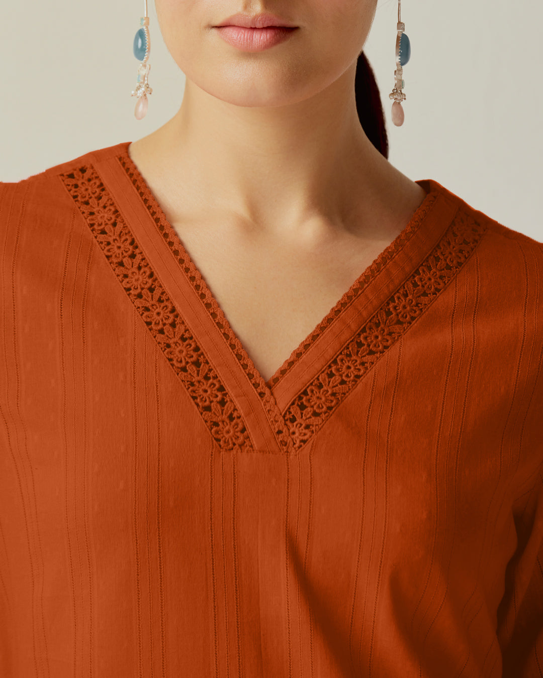Roza Farhat Rust Orange Kurta