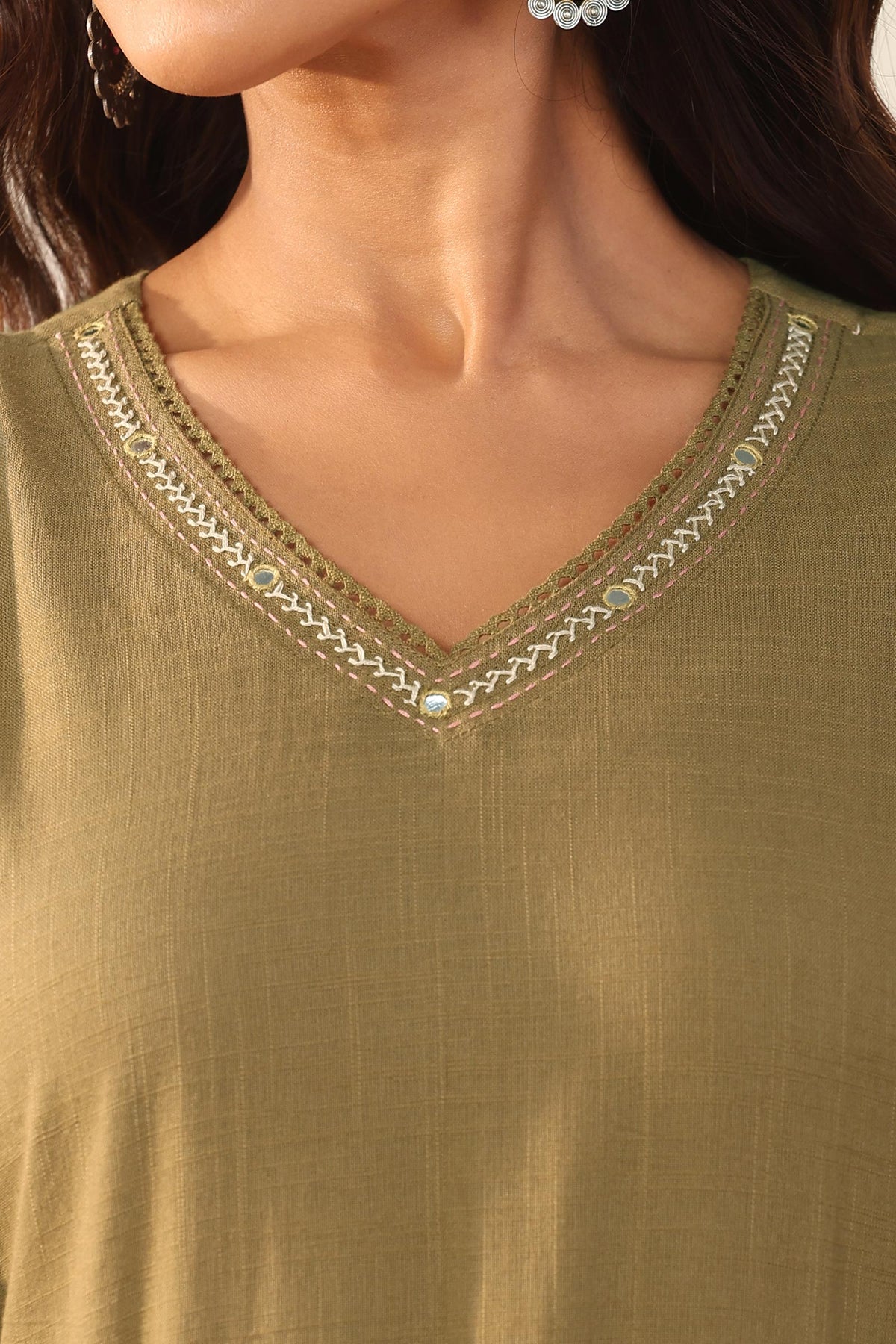 Surplus: Roza Naaz Olive Green Kurta