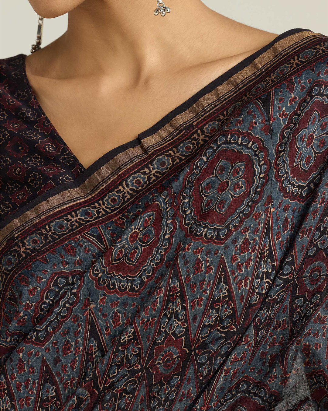 Sehra Mahzarin Ajrakh Chanderi Saree