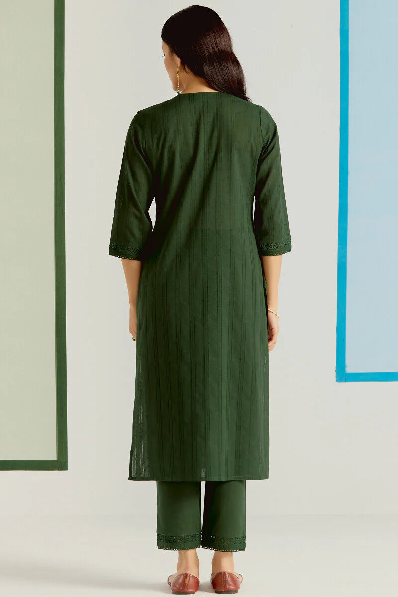 Surplus: Roza Sehr Olive Green Kurta