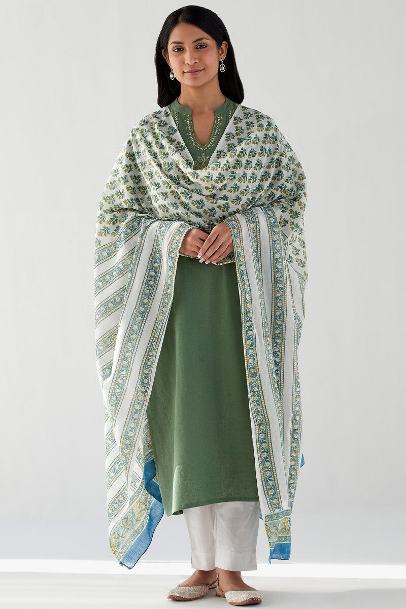 Kashida Meera Flax Cotton Kurta