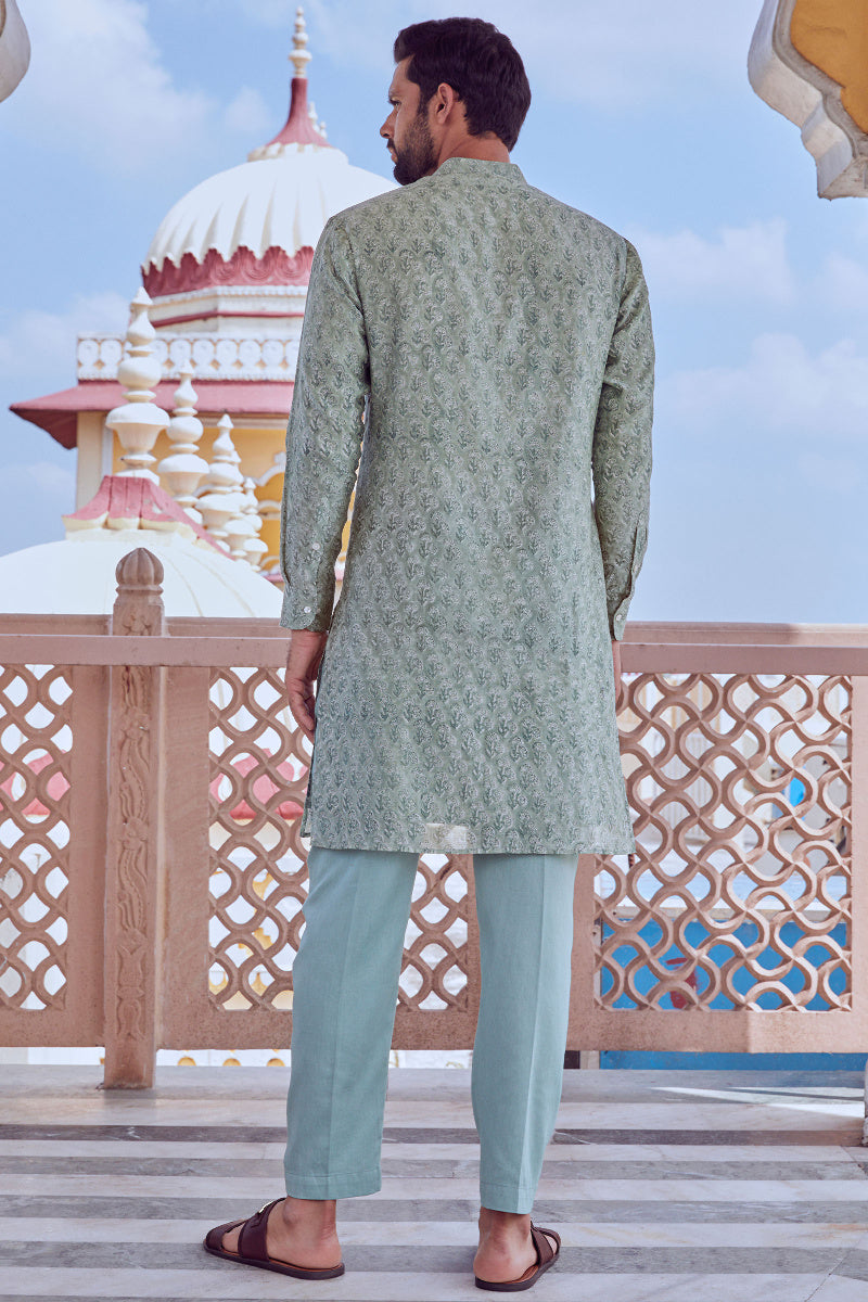 Amar Chanderi Block Printed Kurta