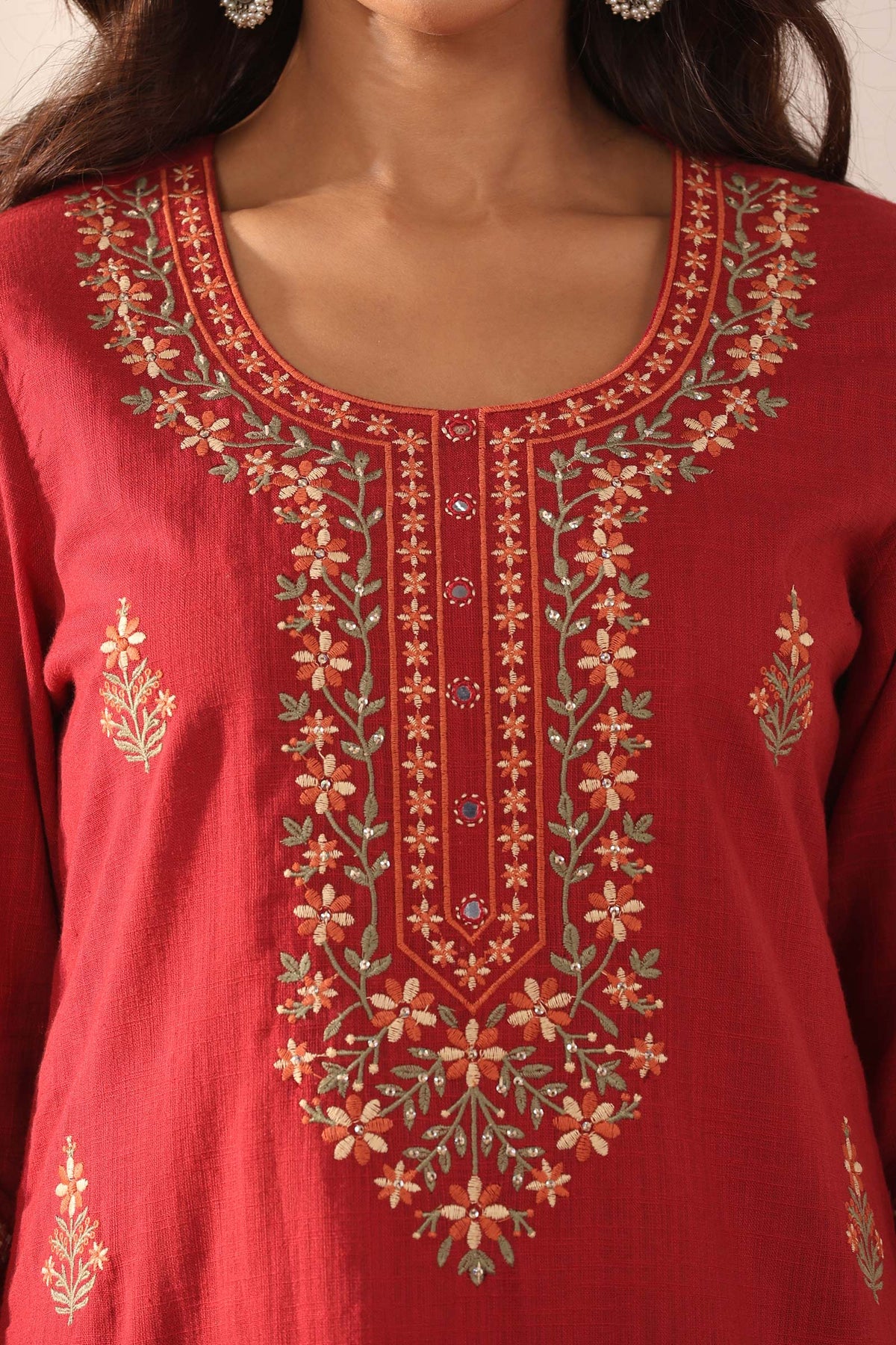 Mehraab Sabeen Red Kurta
