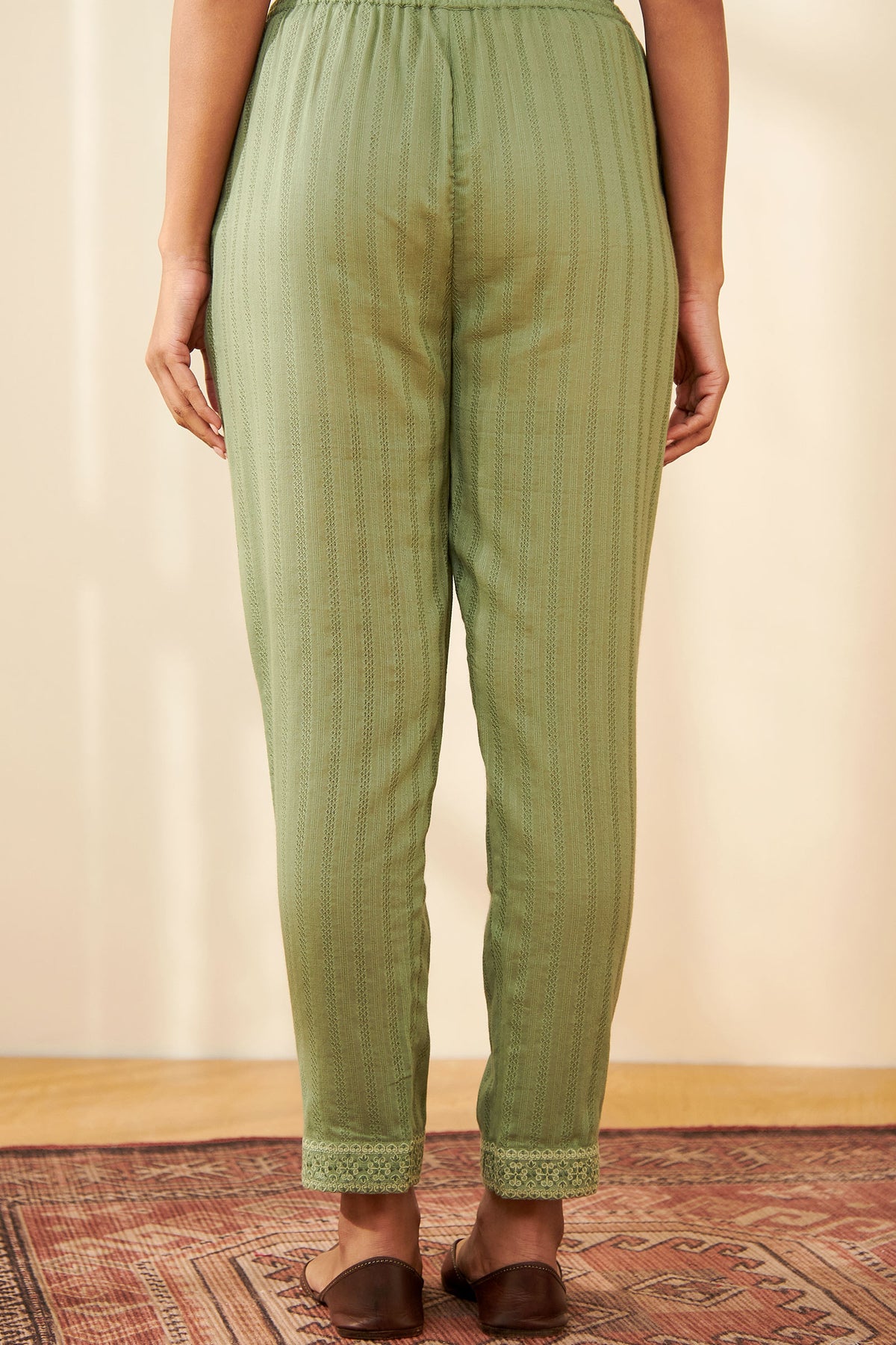 Mehraab Falak Green Narrow Pants