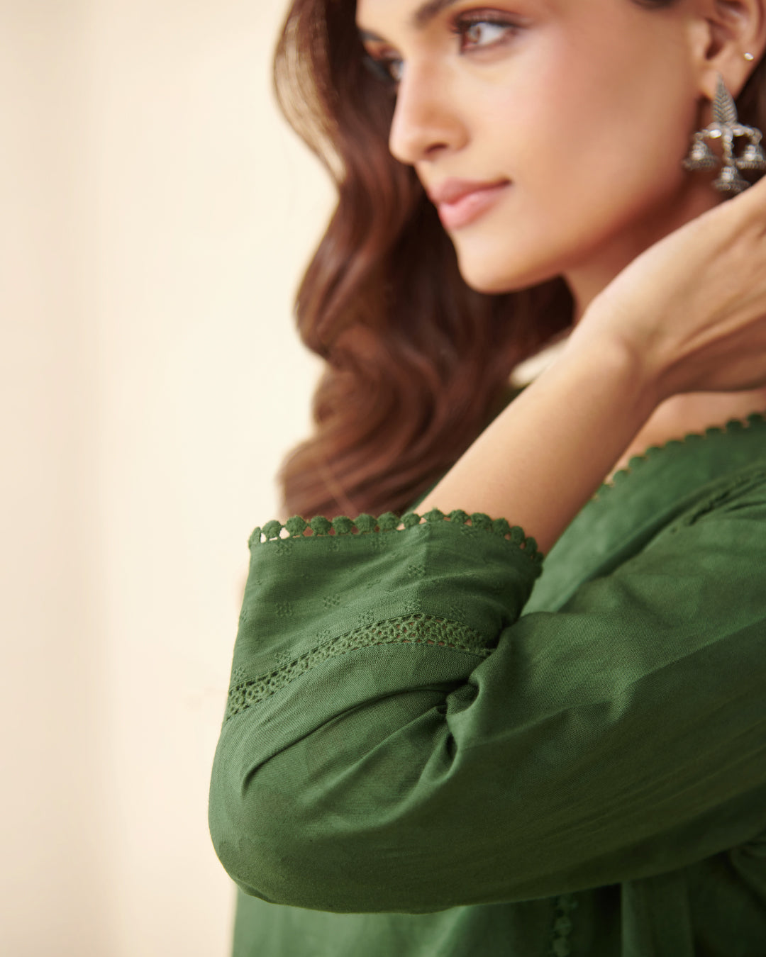 Roza Aaira Bottle Green Kurta