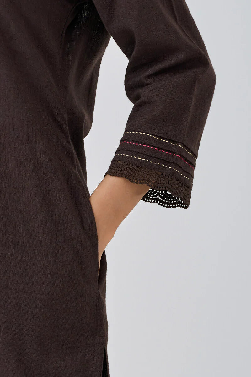 Surplus: Roza Mehnaz Brown Kurta