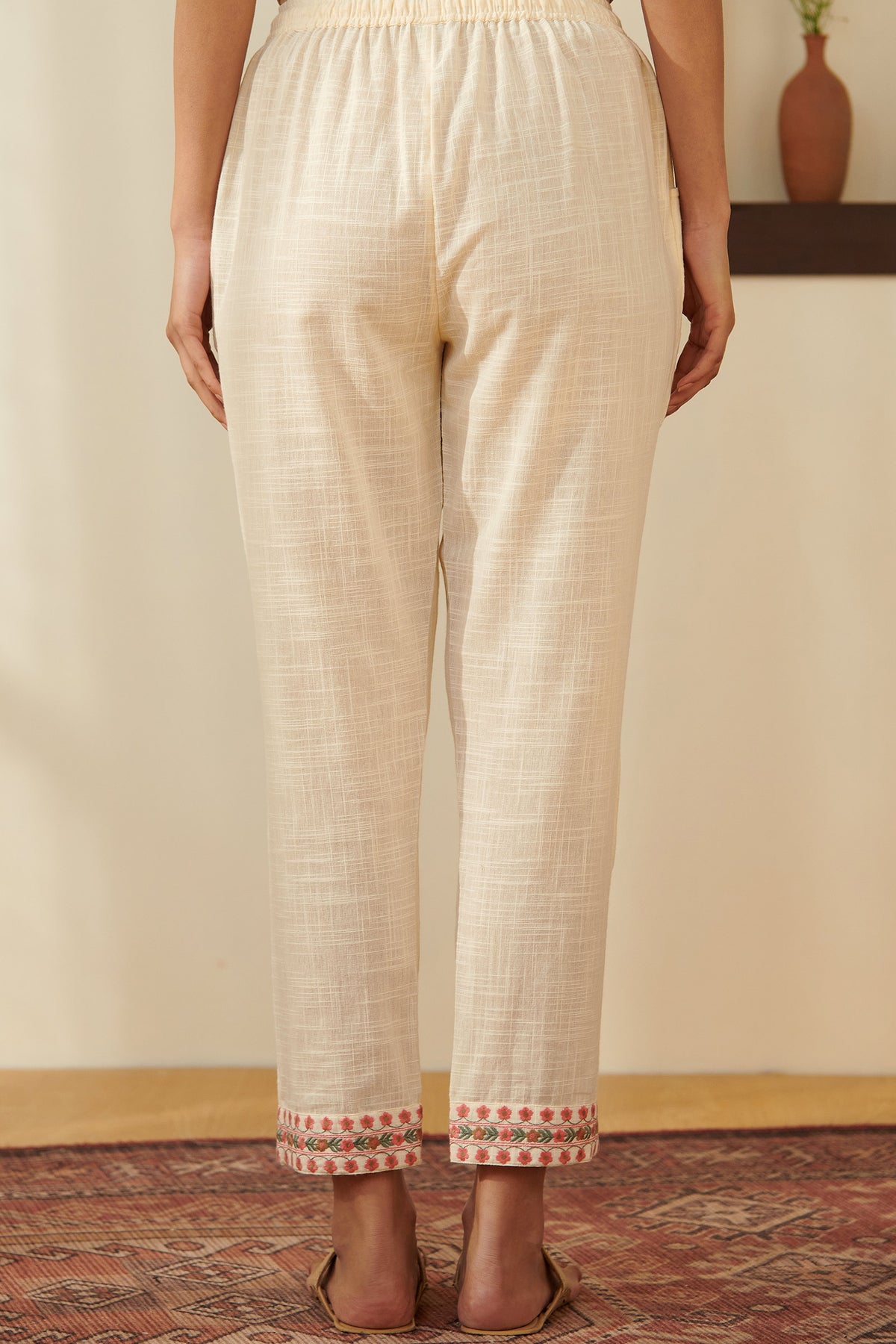 Mehraab Rabiya Cream Narrow Pants