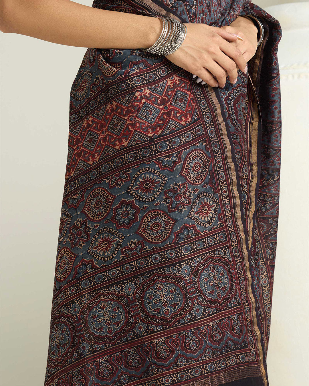 Sehra Mahzarin Ajrakh Chanderi Saree