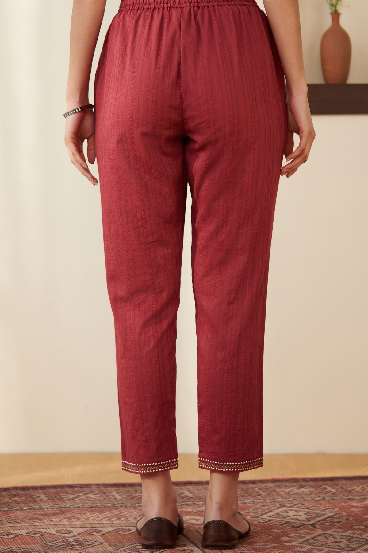 Roza Razia Maroon Narrow Pants