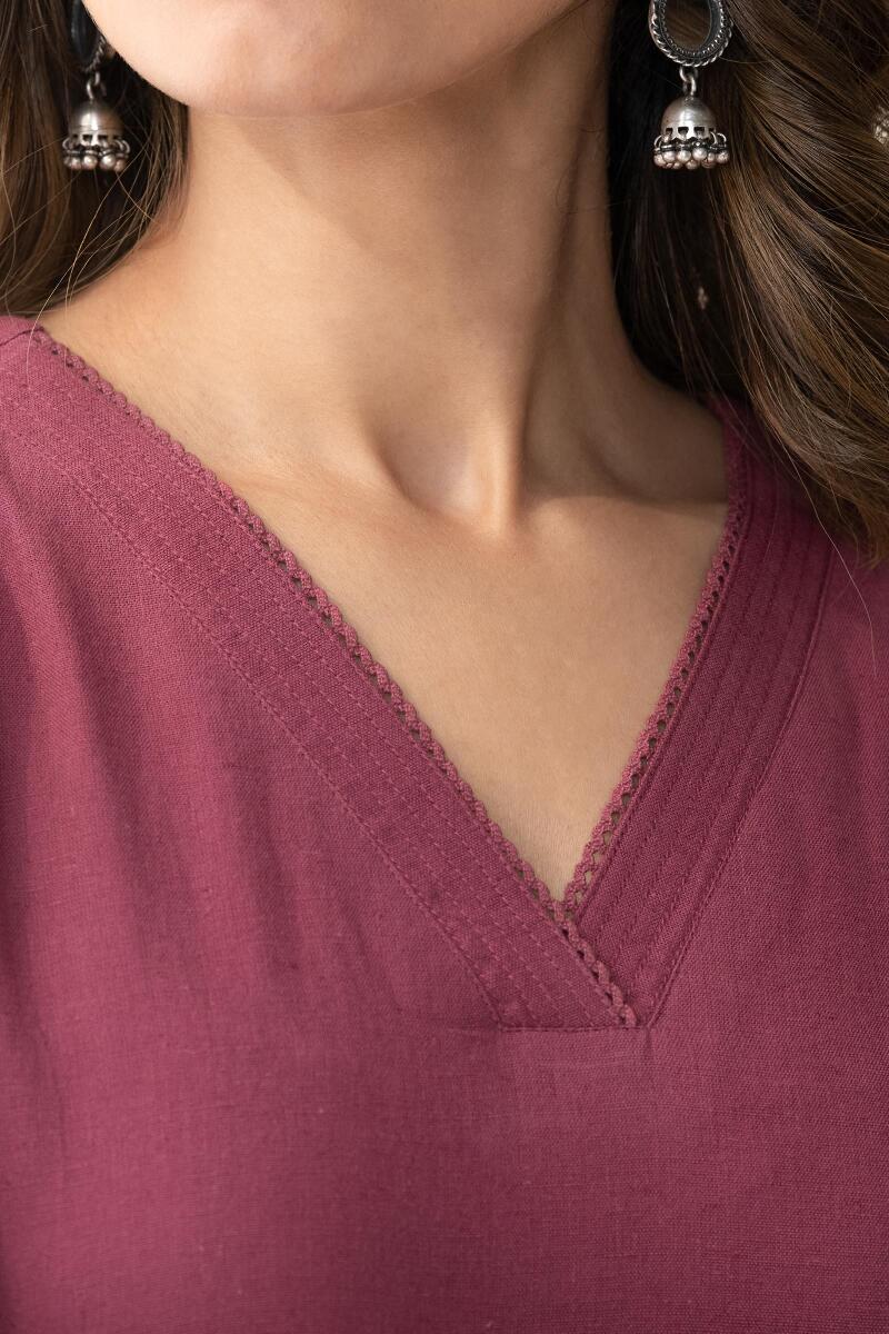 Roza Maira Maroon Kurta