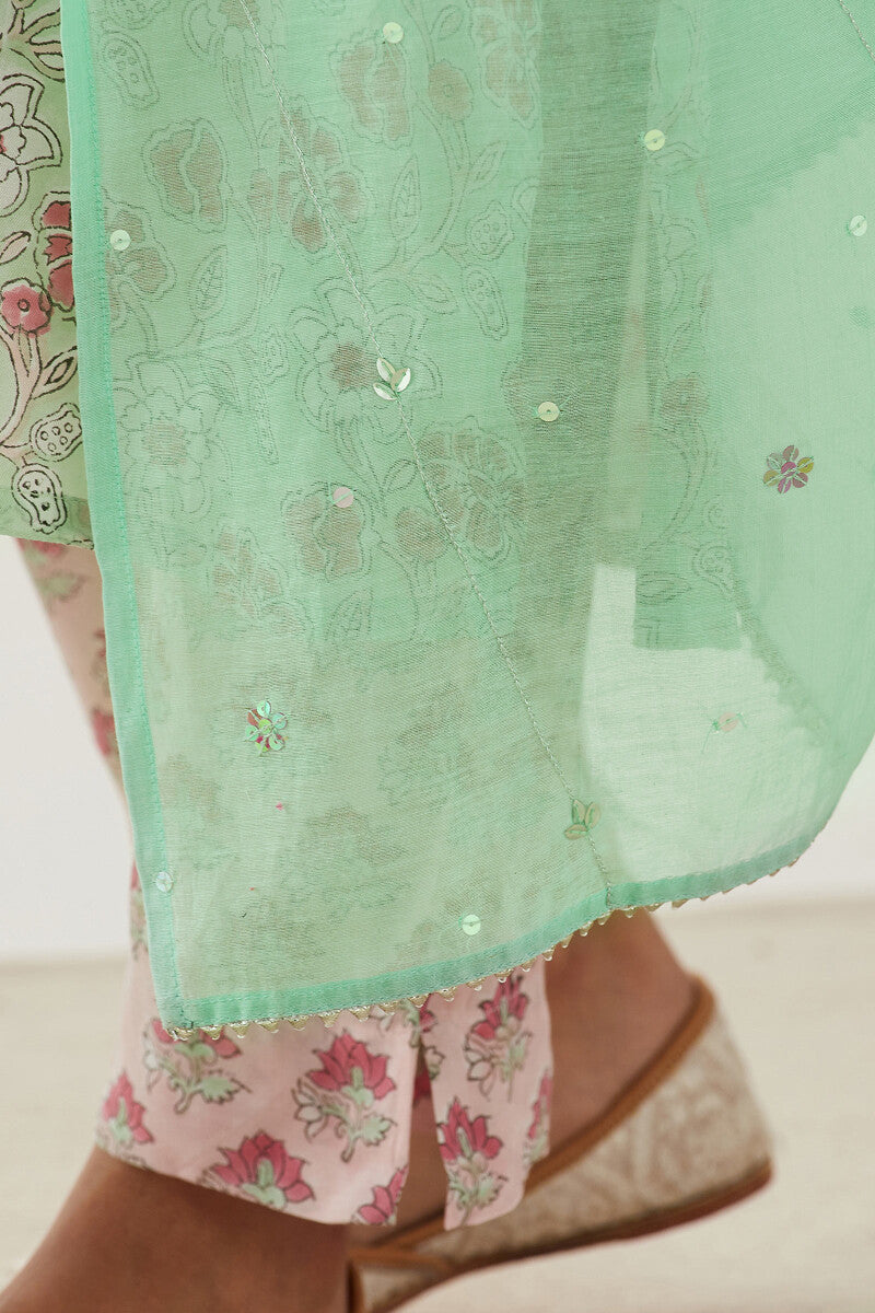 Gauhar Farhat Green Cotton Silk Dupatta
