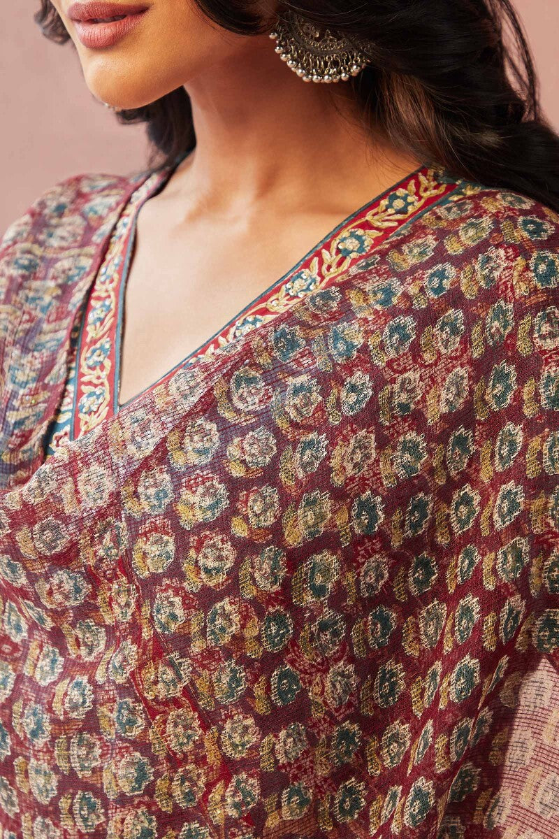 Gauhar Ruhi Sanganeri Red Kota Dupatta