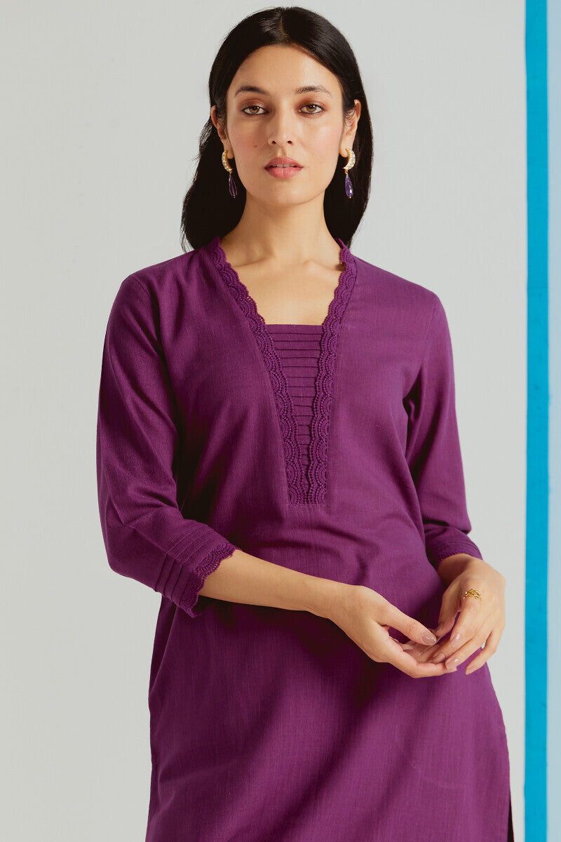 Roza Sehreen Wine Kurta