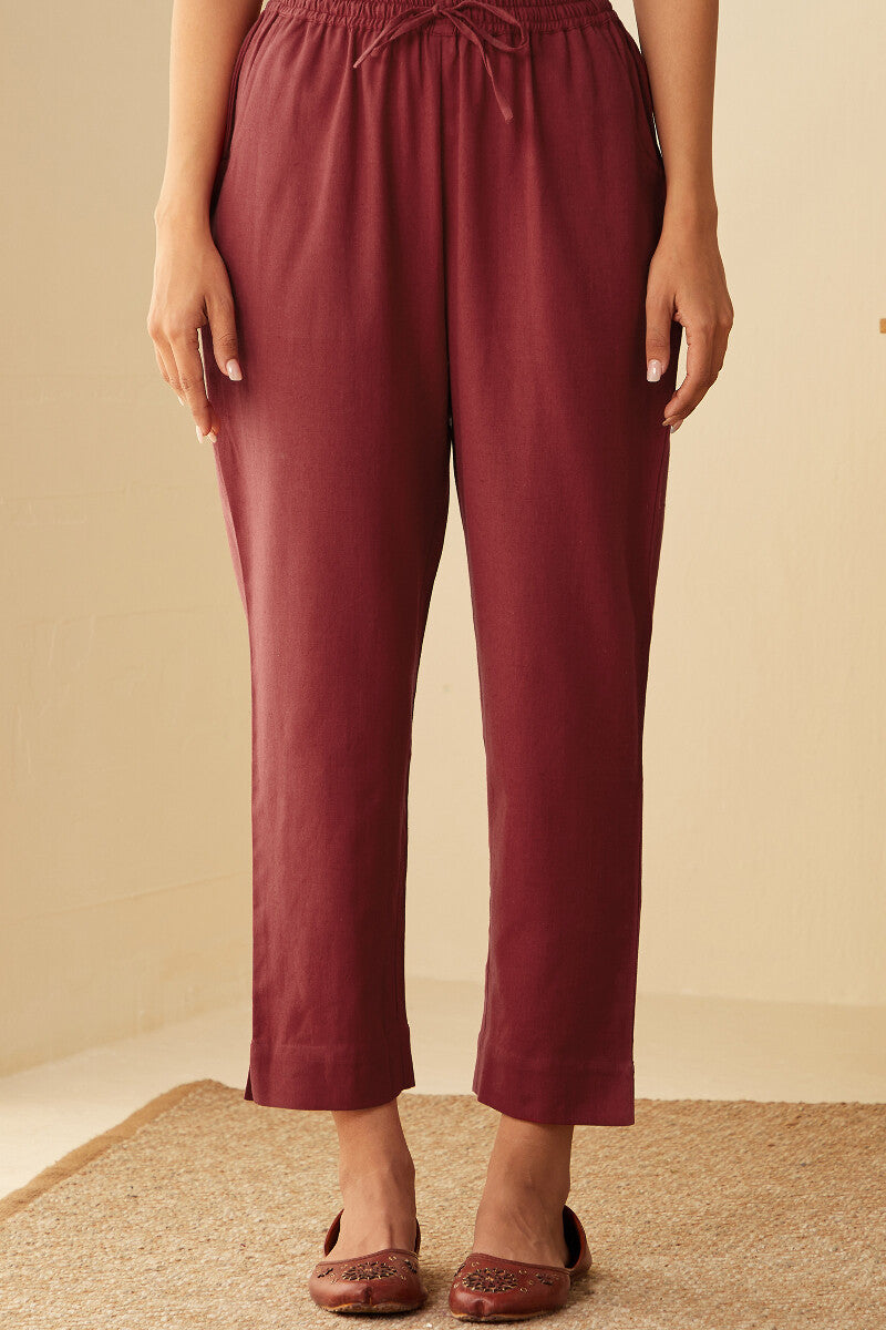 Roza Seher Red Narrow Pants