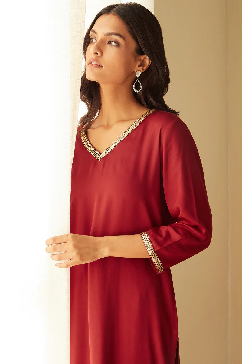 Mehrunissa Farah Red Kurta