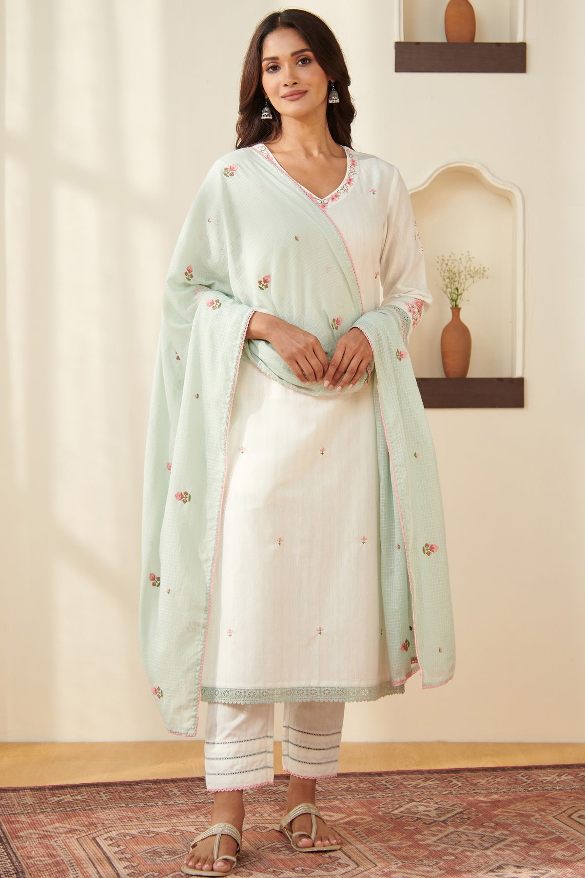 Mehraab Rumeha Off White Kurta