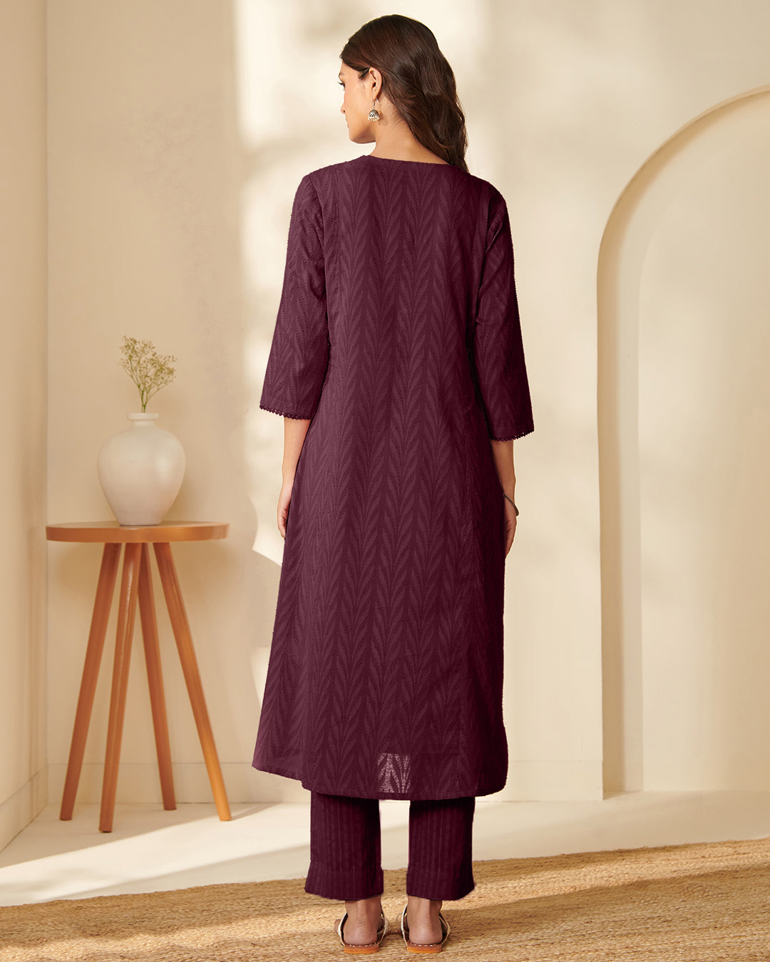 Roza Fariah Wine Kurta