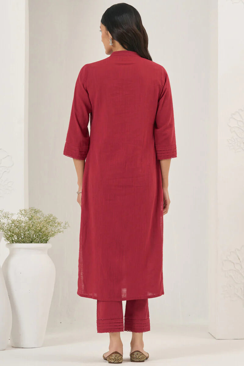 Surplus: Roza Nida Brick Red Kurta