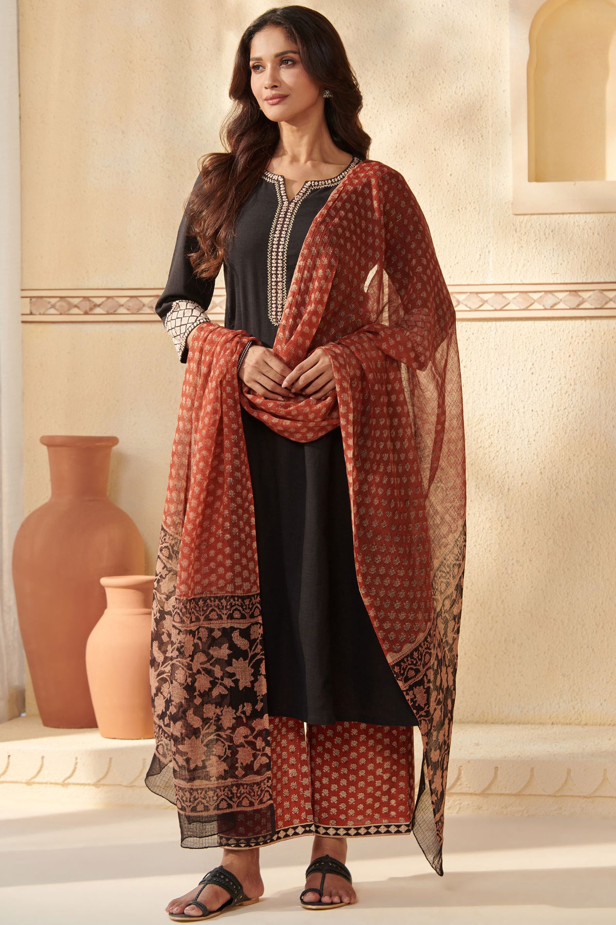 Sehra Dahlia Bagru Kurta