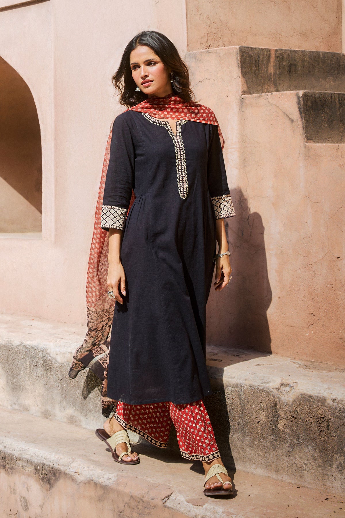 Sehra Dahlia Bagru Kurta