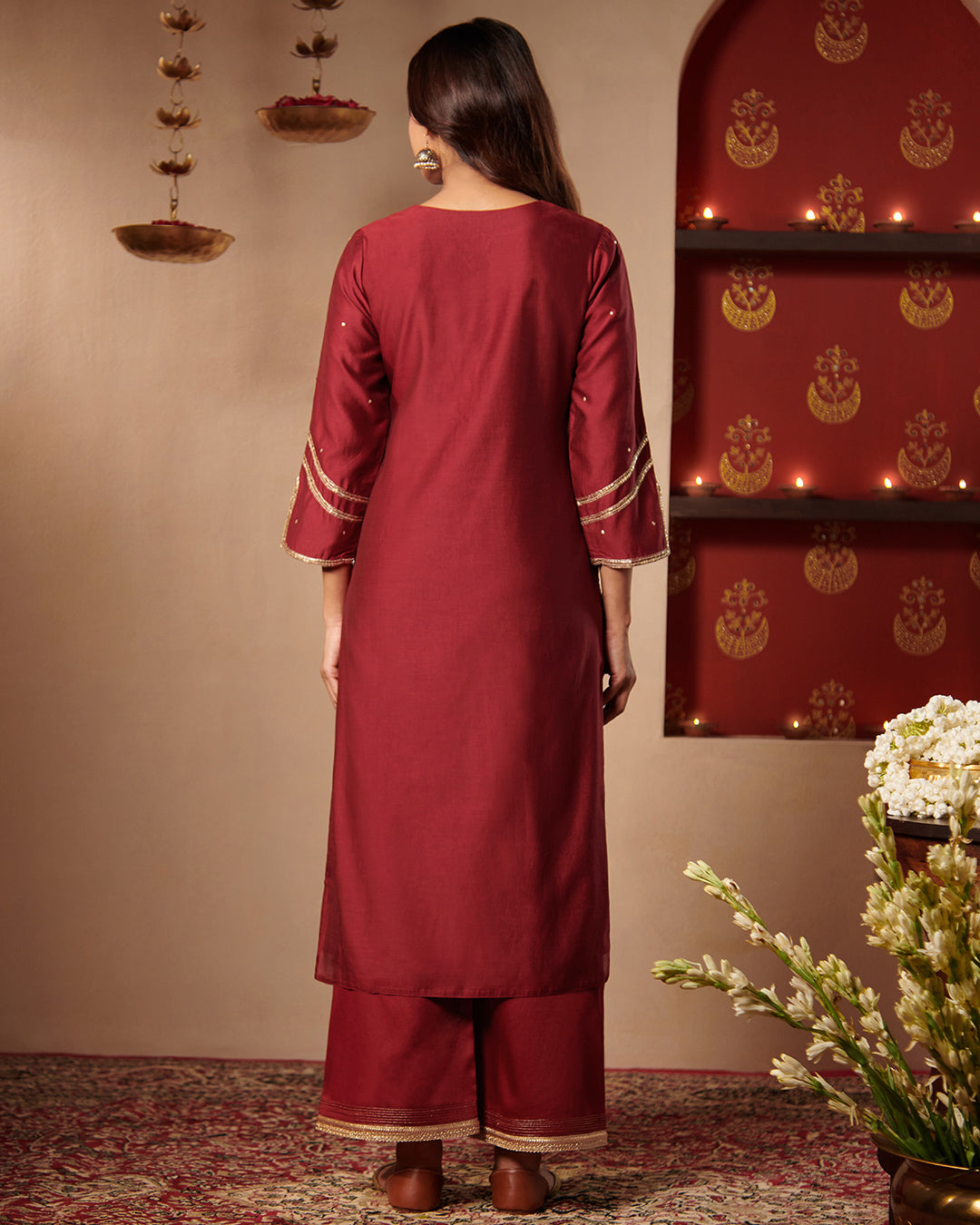 Roshanara Meher Ruby Red Kurta