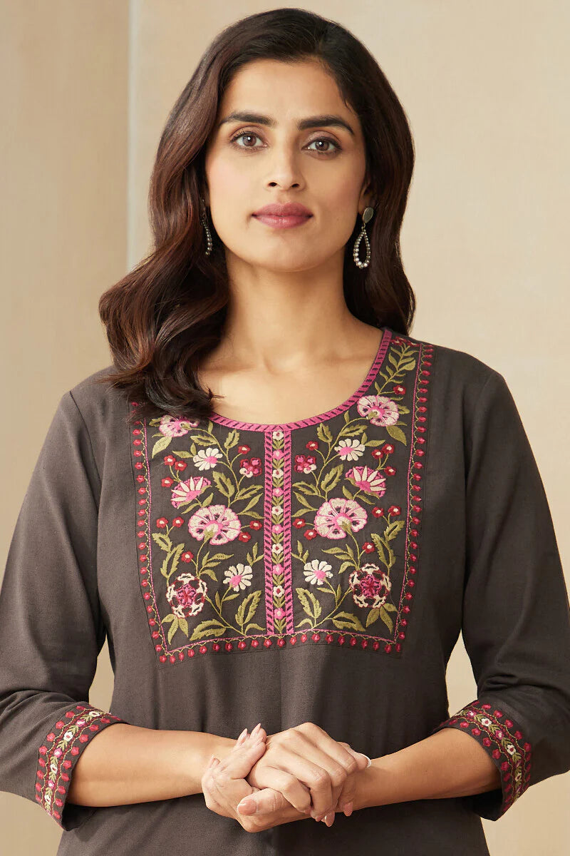 Roza Zoya Brown Kurta