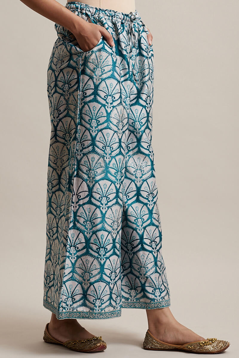 Gul Bano Blue Chanderi Palazzo