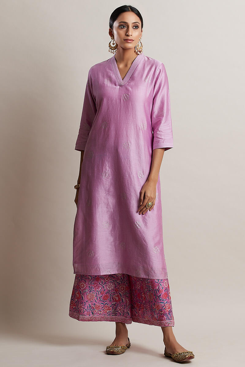 Gul Bano Lavender Chanderi Kurta