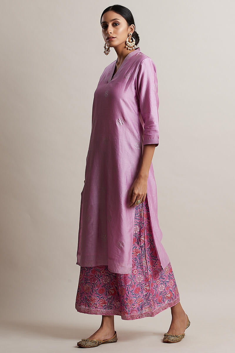 Gul Bano Lavender Chanderi Kurta