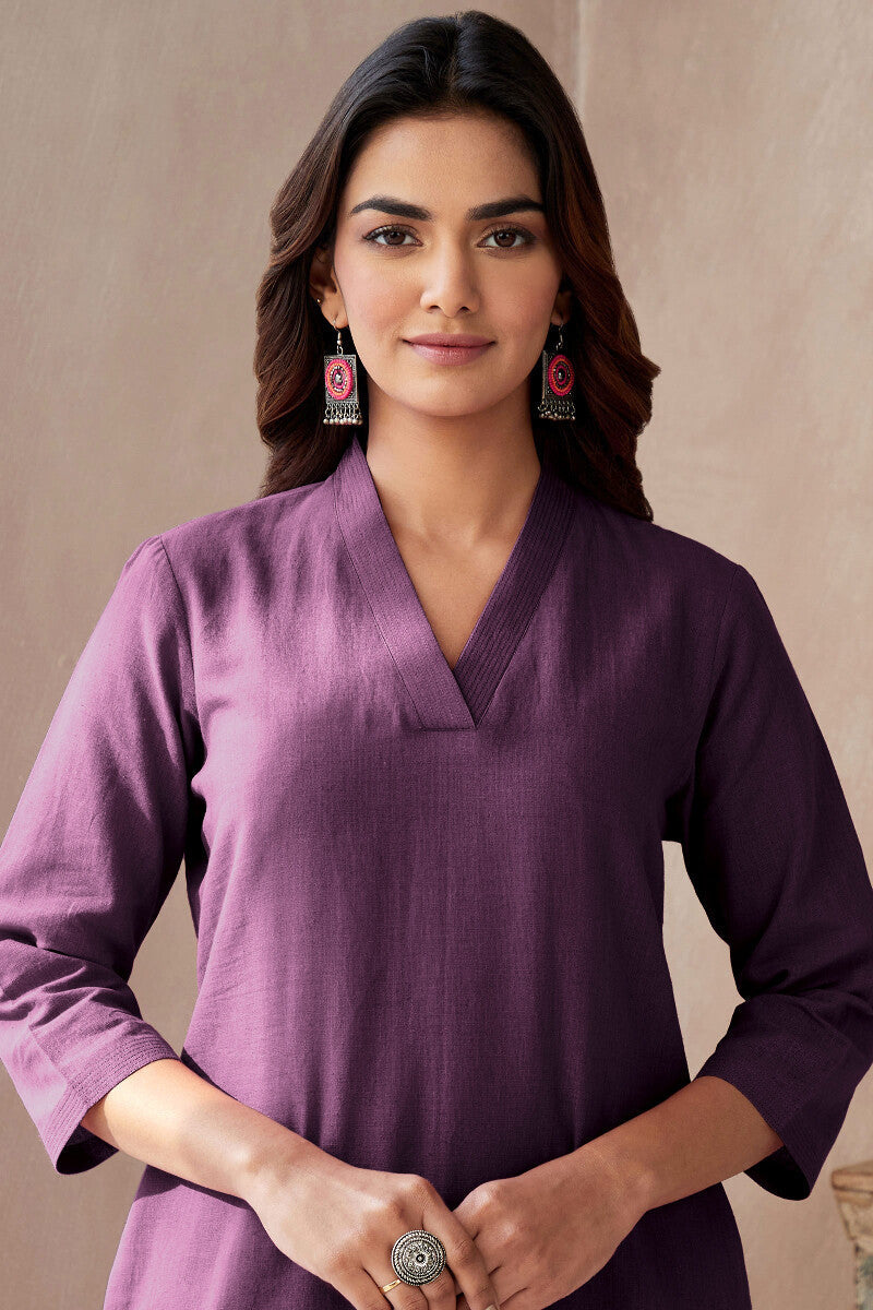 Surplus: Roza Seher Wine Kurta