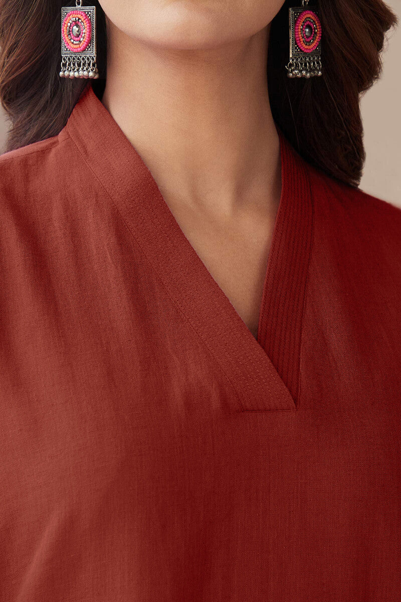 Roza Brick Red Kurta