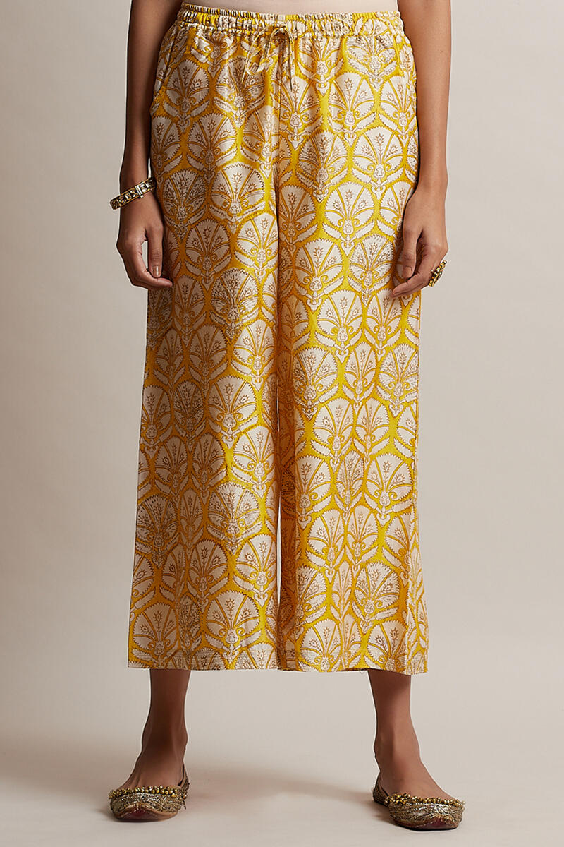 Gul Bano Yellow Chanderi Palazzo