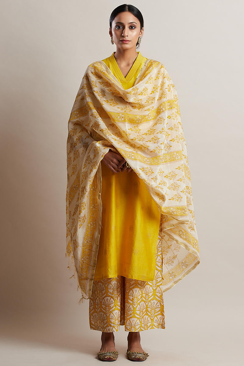 Gul Bano Yellow Chanderi Palazzo