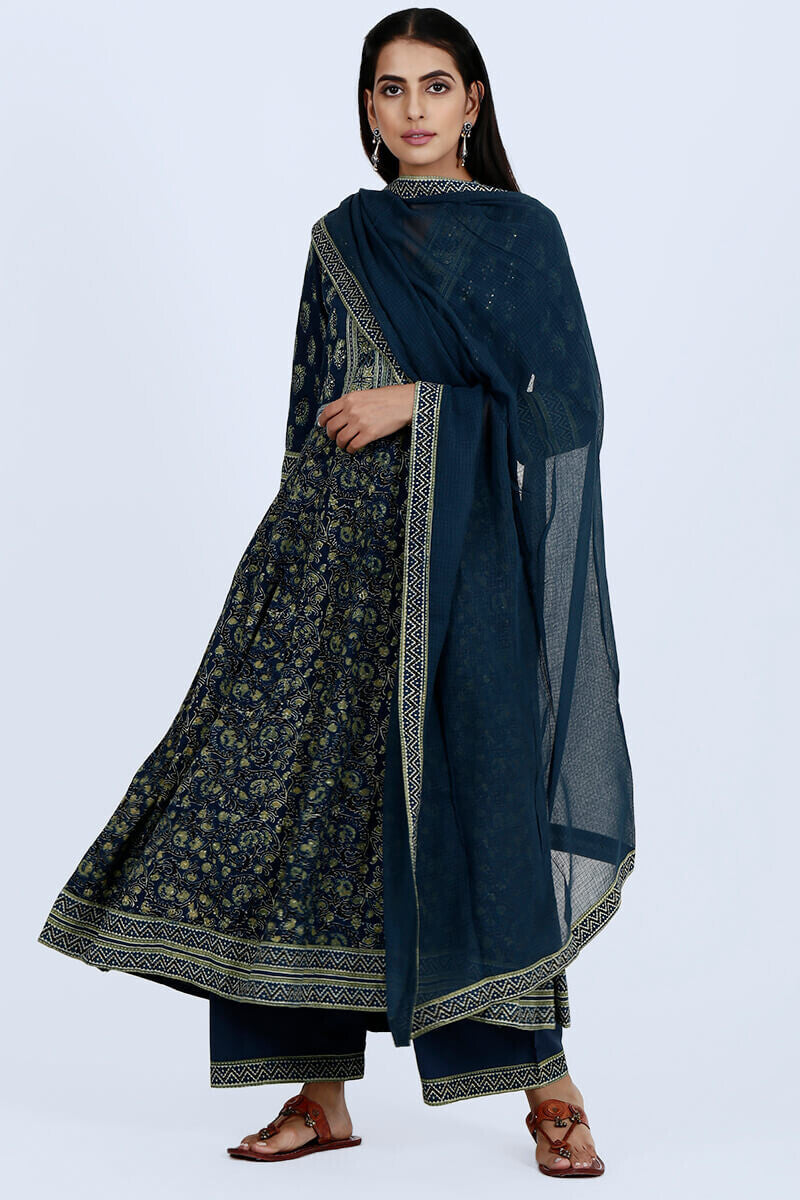 Kota indigo dupatta