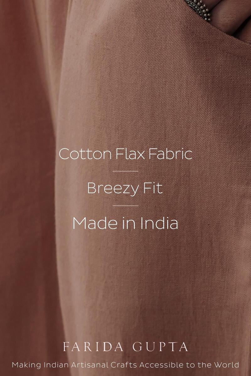 Roza Maya Pink Cotton Flax Pants