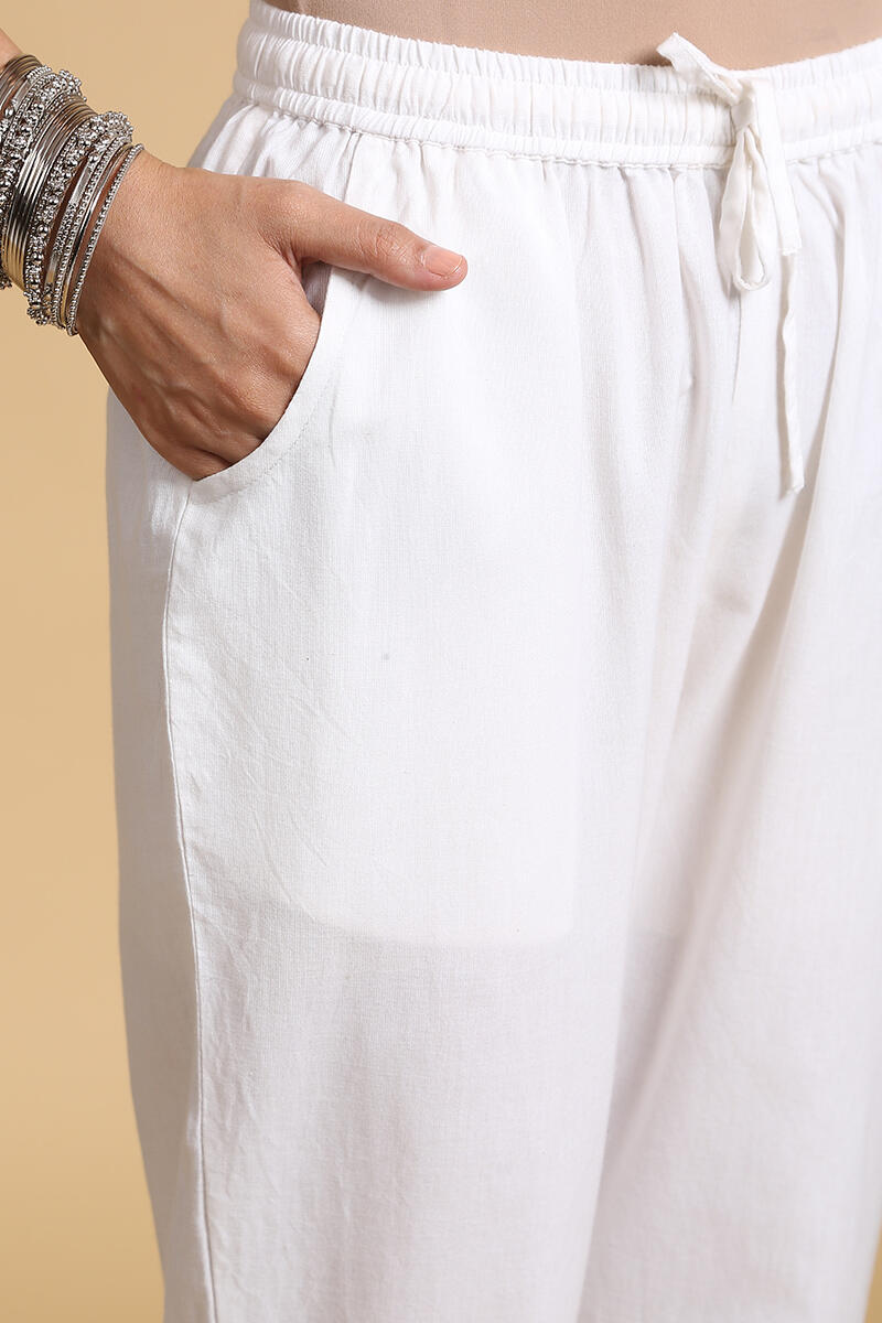 Roza Gauhar White Cigarette Pants