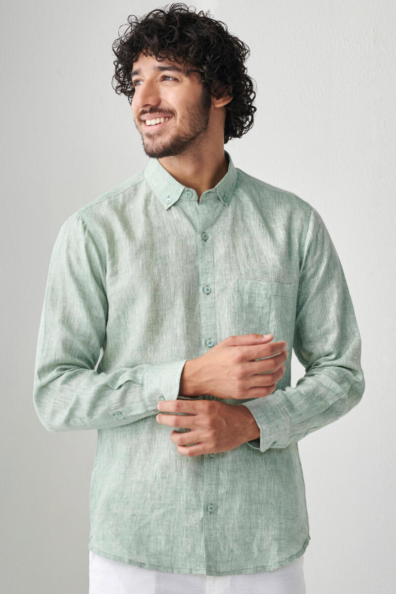 Zaid Green Linen Shirt