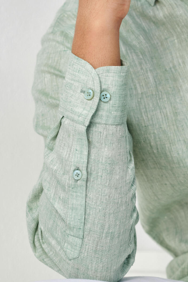 Zaid Green Linen Shirt