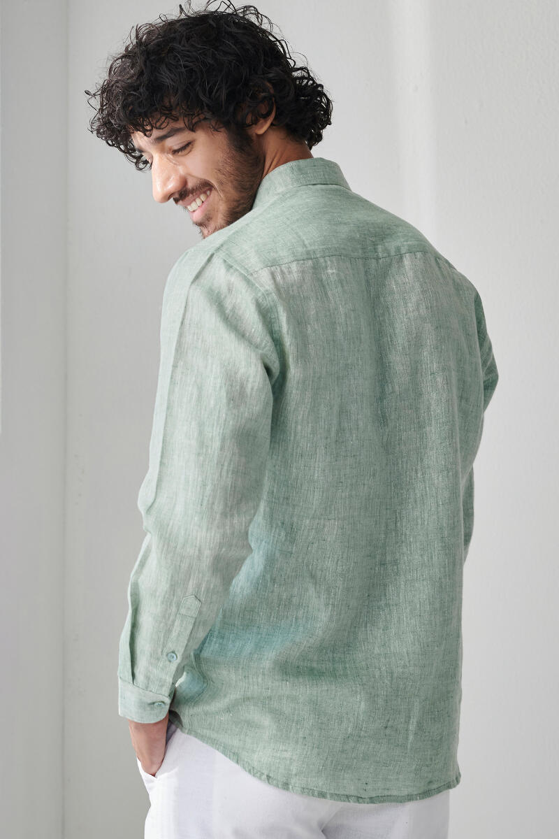 Zaid Green Linen Shirt