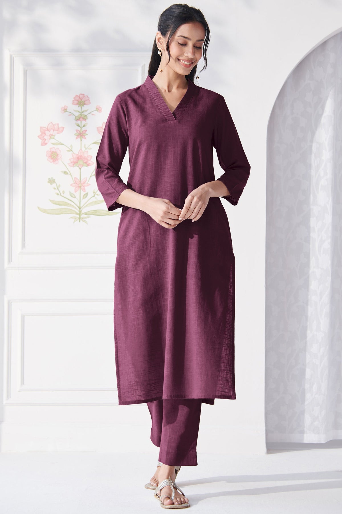 Maroon Kurti  Set for Women