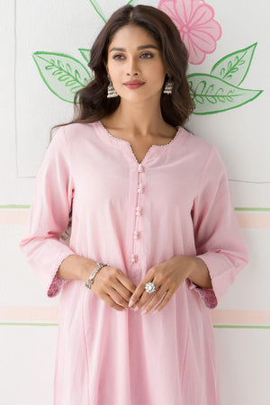 Gulbarg Pink Handloom Kurta