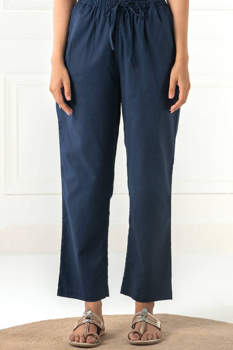 Roza Siya Blue Cotton Pants