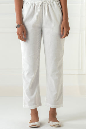 Roza Siya White Cotton Pants