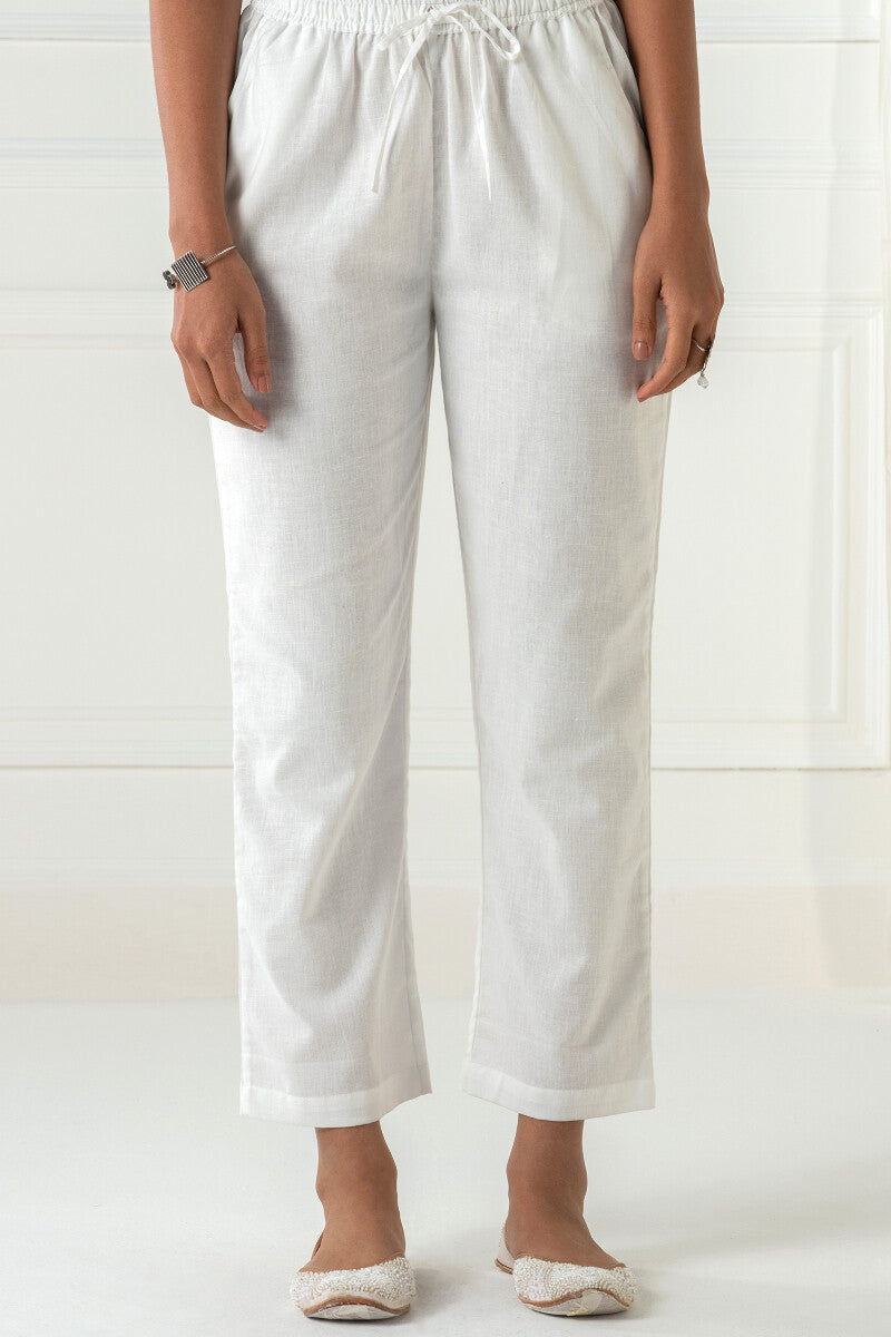 Roza Siya White Cotton Pants