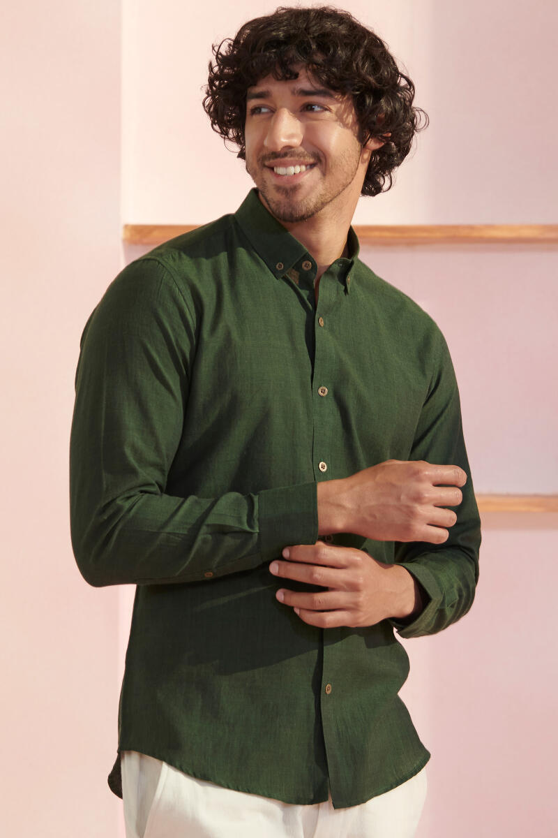 Zaid Green Handloom Shirt