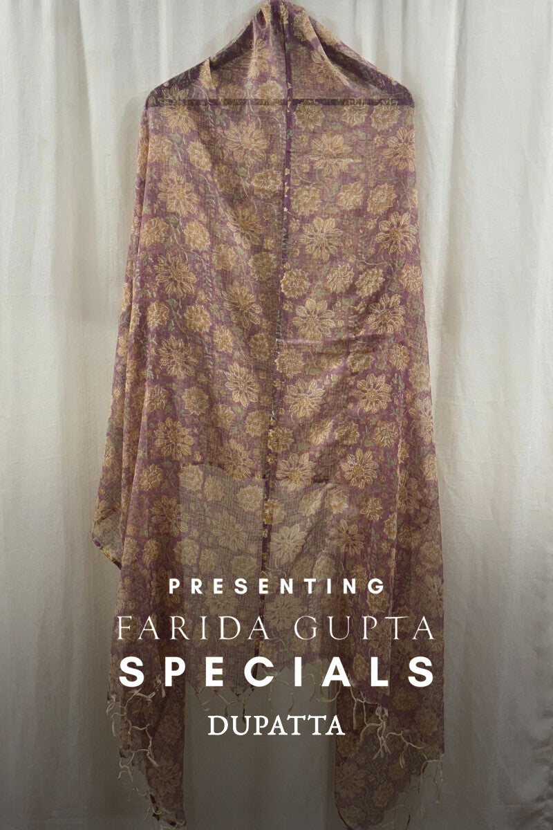 Purple Hand Block-Printed Dupatta
