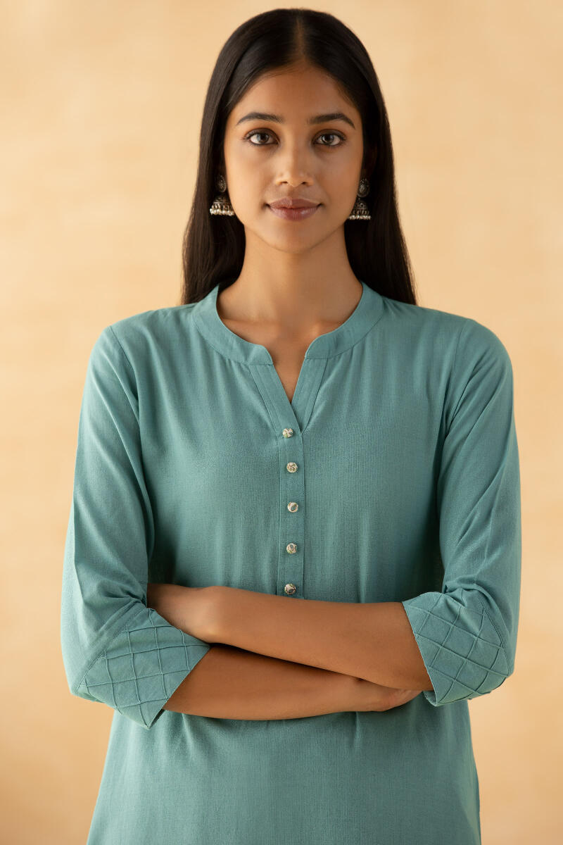 Gulbarg Blue Handloom Kurta