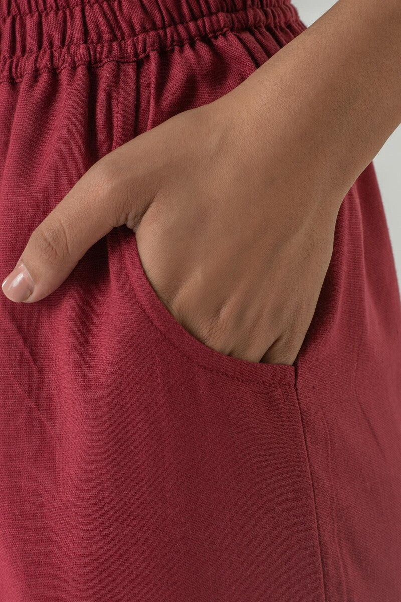 Roza Siya Maroon Cotton Pants